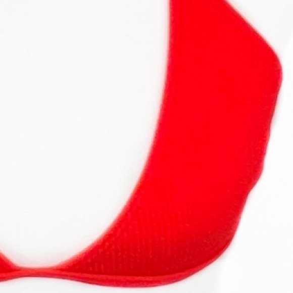 NEW Zaful Red Orange Ribbed Classic Triangle Beach Surf Halter Tie Bikini Top 6 - Picture 2 of 3